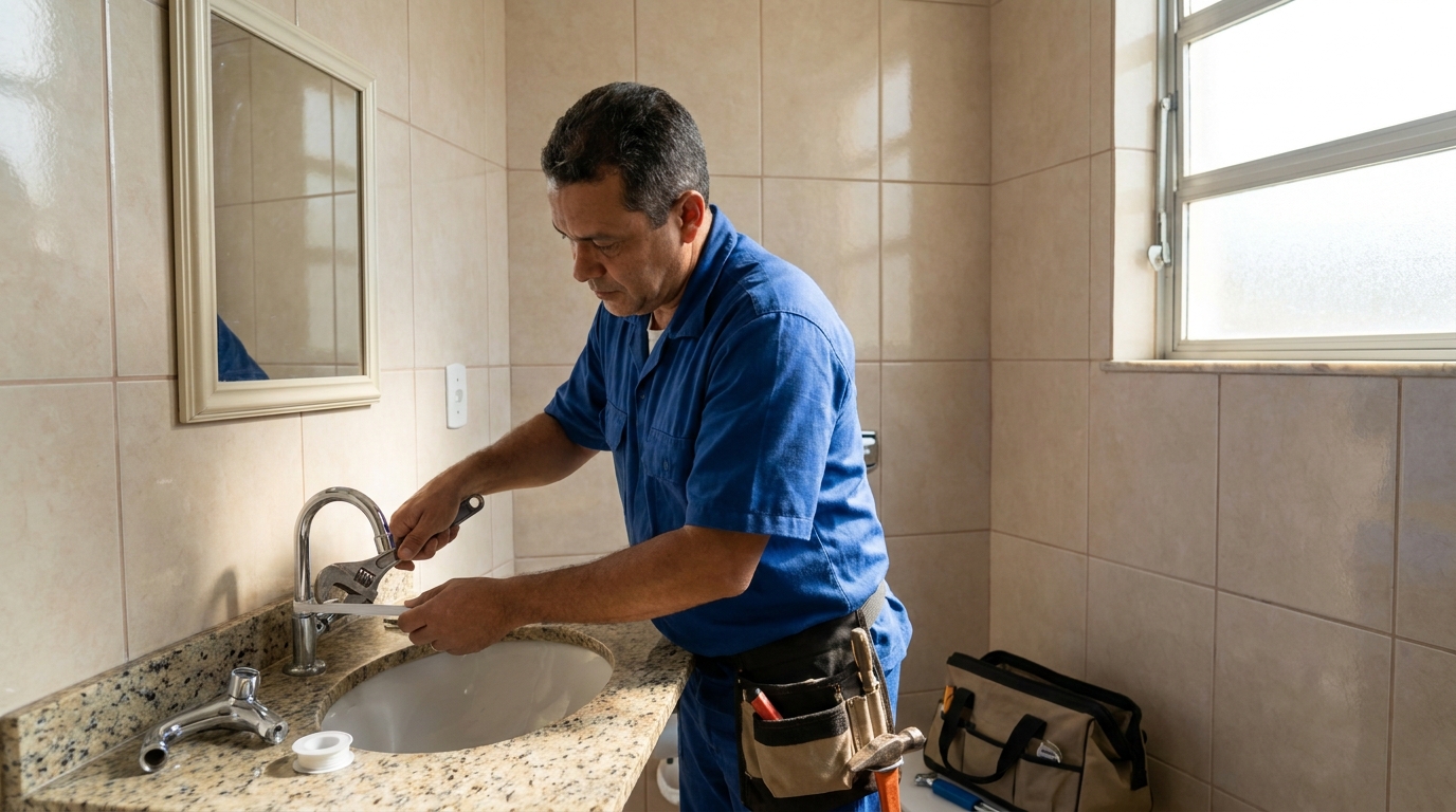 Instalação de torneira de banheiro em São José‑SC